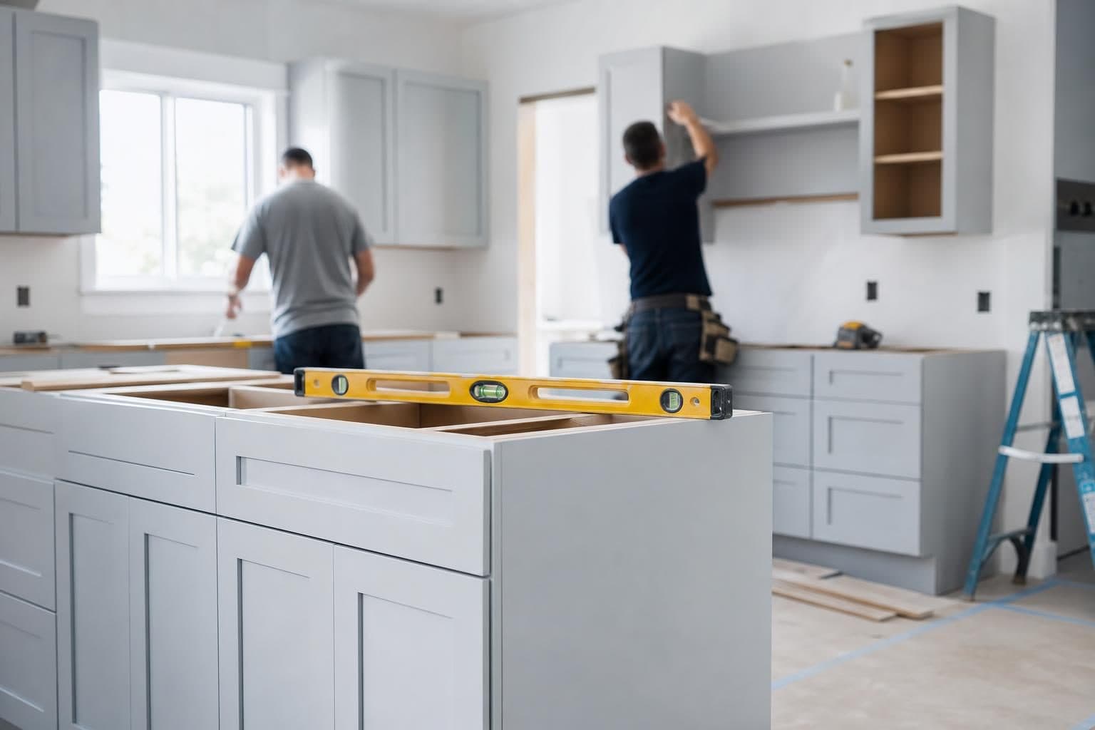 Contractor reviewing a remodel quote with homeowners at their kitchen table
